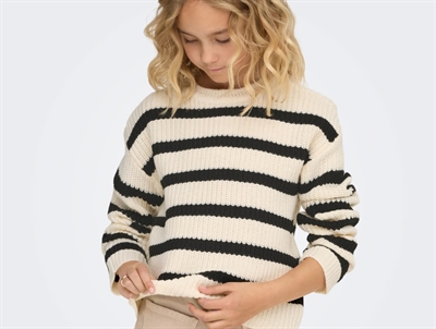 Kids Only striktrøje eggnog black med striber