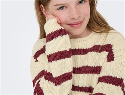 Kids Only striktrøje eggnog cabernet med striber