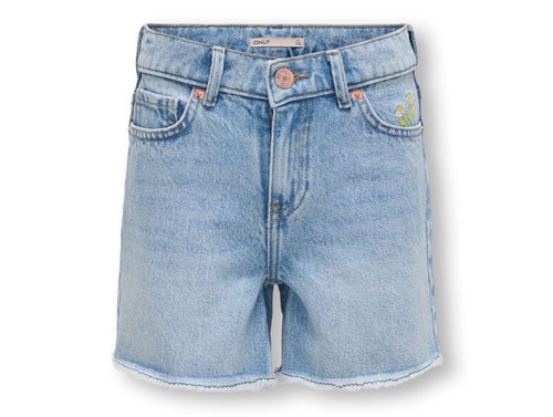 Kids Only Cowboyshorts Lys Blå Denim Med Broderi - Str. 10y 140cm
