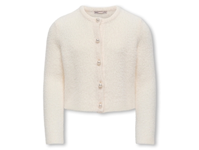 KIDS ONLY cardigan i råhvid nuance med perleknapper foran