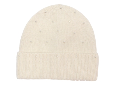 KIDS ONLY beanie i råhvid nuance med perler