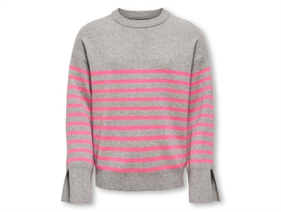 KIDS ONLY striktrøje grey melange med pink striber til piger