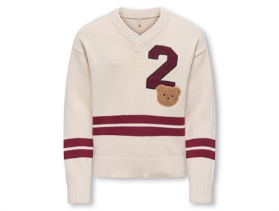 KIDS ONLY striktrøje birch med bjørnebadge og striber til piger