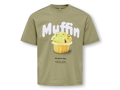 KIDS ONLY t-shirt mermaid green med muffinprint til piger