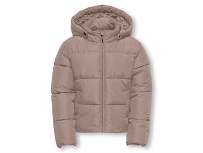 Lys rosa puffer jakke fra Kids Only med hætte