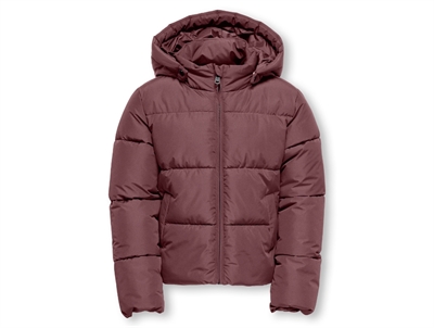 Puffer jakke i rose brown fra Kids Only med aftagelig hætte