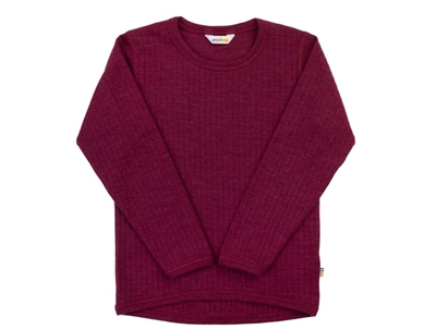 Joha bluse wine melange i ribbet merinould