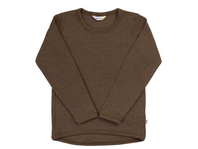 Joha bluse brun i ribbet merinould