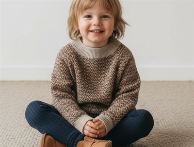 FUB sweater herringbone oat melange i merinould