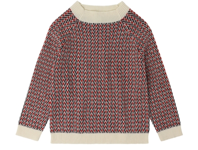 Herringbone sweater i ecru med sildebensmønster fra FUB i merinould