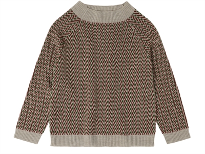 Herringbone sweater i oat melange med sildebensmønster fra FUB i merinould