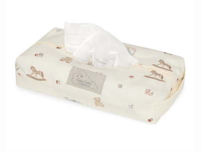 Cam Cam Copenhagen vådservietcover i råhvid nuance med vintage toys print