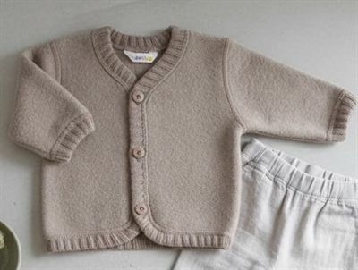 Joha cardigan sesam melange med knapper i merinould
