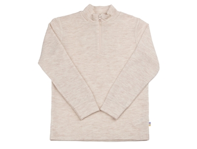 Joha bluse creme i merinould med høj hals og lynlås