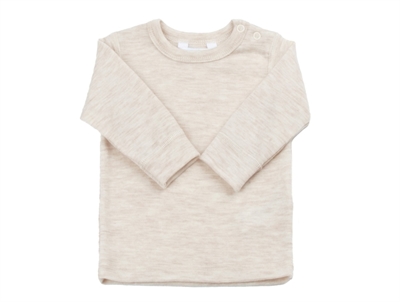 Joha råhvid bluse i merinould med trykknapper