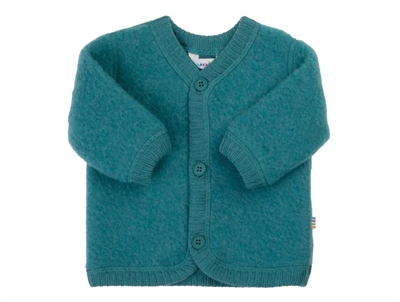 Joha cardigan turquoise med knapper i merinould