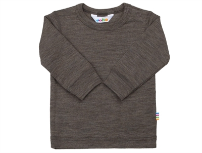 Joha bluse i brun melange merinould og silke med trykknapper