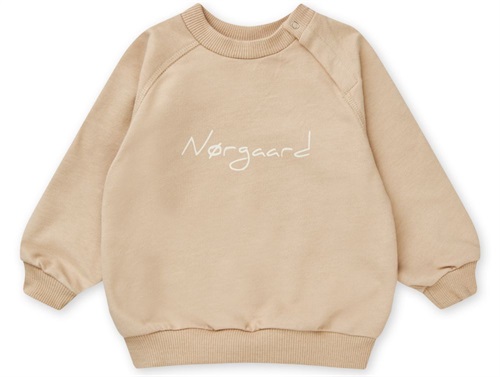 Mads Nørgaard Sirius Sweatshirt Beige Med Hvidt Logoprint - Str. 2y 92cm