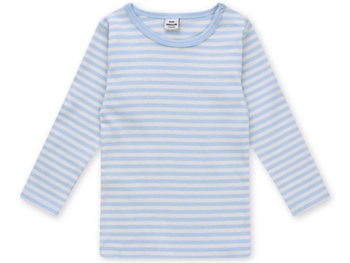 Mads Nørgaard Tobinino T-shirt Cashmere Blå Med Råhvide Striber - Str. 1.5y 86cm