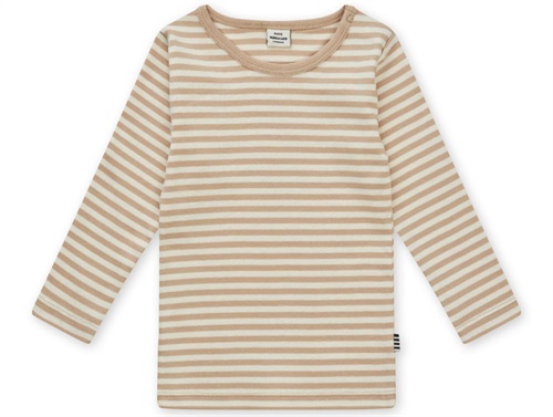 Mads Nørgaard Tobinino T-shirt Oxford Tan Med Striber - Str. 4y 104cm