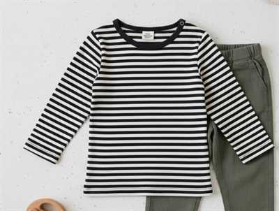 Mads Nørgaard Tobinino t-shirt sort med råhvide striber