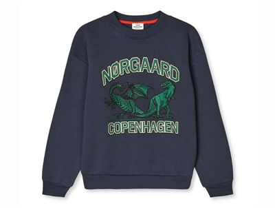 Mads Nørgaard mørkeblå sweatshirt med drageprint forfra