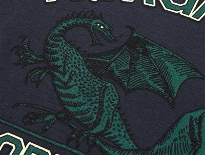 Mads Nørgaard mørkeblå sweatshirt drageprint nærbillede