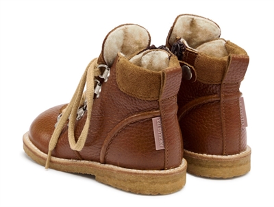 Angulus TEX støvle i cognac skind med snøre og uldfoer