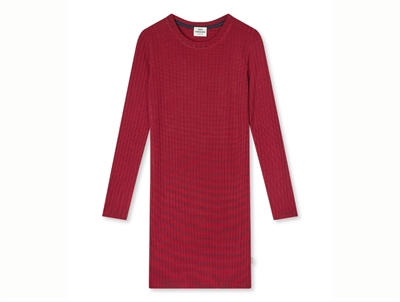 Mads Nørgaard rødstribet kjole med lange ærmer forfra