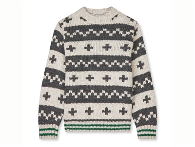 Crash sweater i nature melange med gråt mønster forfra