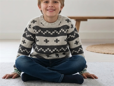 Mads Nørgaard Crash Keldino Reykavik striktrøje nature melange med mønster