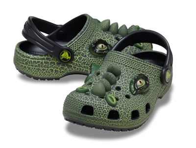 Crocs Classic Dino clog grøn med detaljer og hælrem