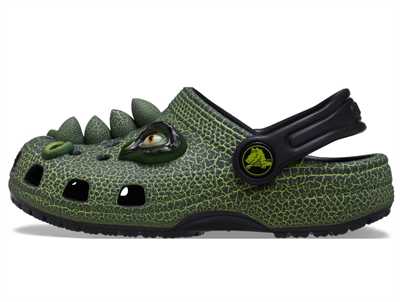 Crocs Classic Dino clog grøn med detaljer og hælrem