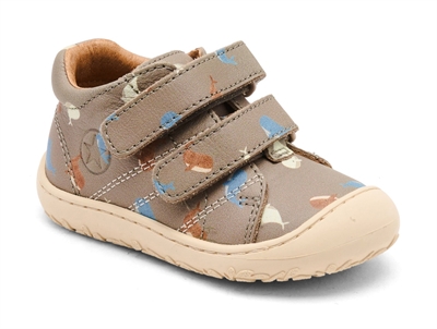 Bisgaard Hale V first step sko i læder med hvalprint og velcro