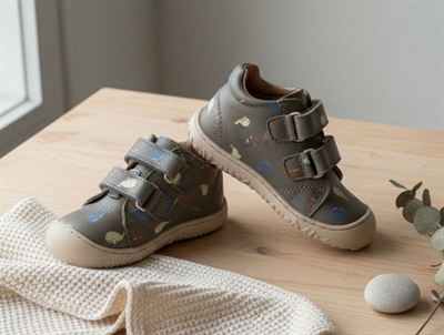 Bisgaard Hale V first step sko i læder med hvalprint og velcro