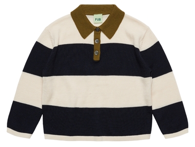 FUB polo i merinould med brede striber