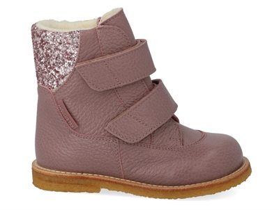 Angulus TEX vinterstøvler faded rose/blossom glitter med merinould