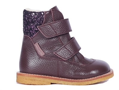 Angulus TEX vinterstøvle i dusty aubergine læder med glitter