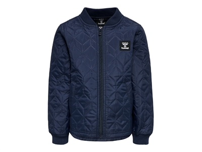 Hummel termo jakke i mørkeblå nuance med quiltet mønster og lynlås