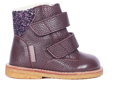 Angulus TEX vinterstøvle dusty aubergine med glitter og velcro