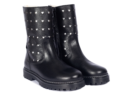 Angulus TEX støvle black med sølvhjerter set i par