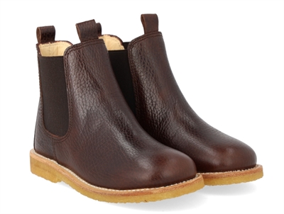 Angulus Chelsea støvle mørkebrun læder med rågummisål