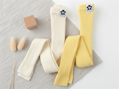 Mini Rodini leggings yellow/offwhite rib (2-pak)