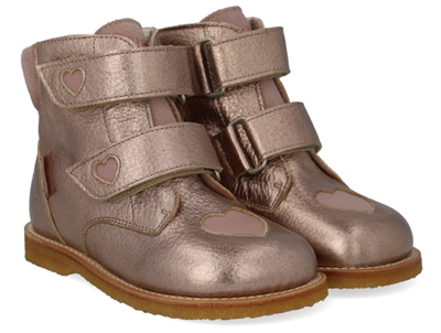 Angulus TEX vinterstøvler rose copper/rosebud med glitterhjerter