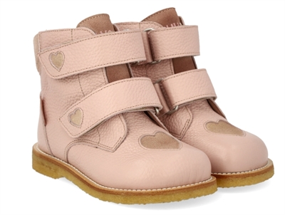 Angulus TEX støvle rose med guldhjerter forfra