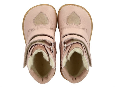 Angulus TEX støvle rose med guldhjerter set oppefra