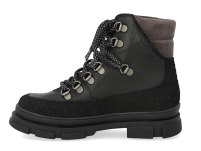 Angulus chunky TEX snørestøvle i sort læder med skindfoer