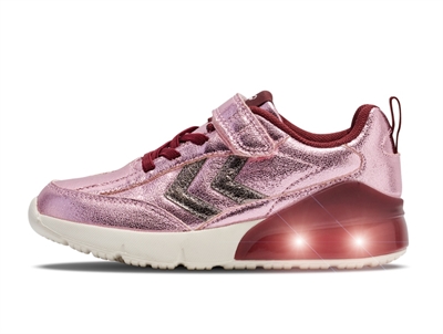 Hummel Daylight Glitter JR sneaker rosa med glimmer og blinklys i sålen