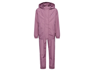 Hummel regnsæt i rosa nuance med hætte og refleksdetaljer