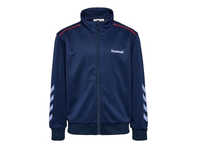 Hummel traeningsjakke i moerkeblaa med lynlaas og logo